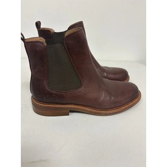 Sofft Brown Leather Pamela Chelsea Ankle Boot Slip On Block Round Toe 9.5M