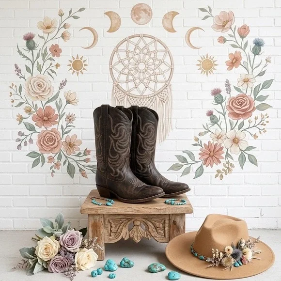 Smoky‎ 🤠Western Indie Sleaze, Festival, Boho, Rodeo, Coastal Cowgirl Boots Sz6