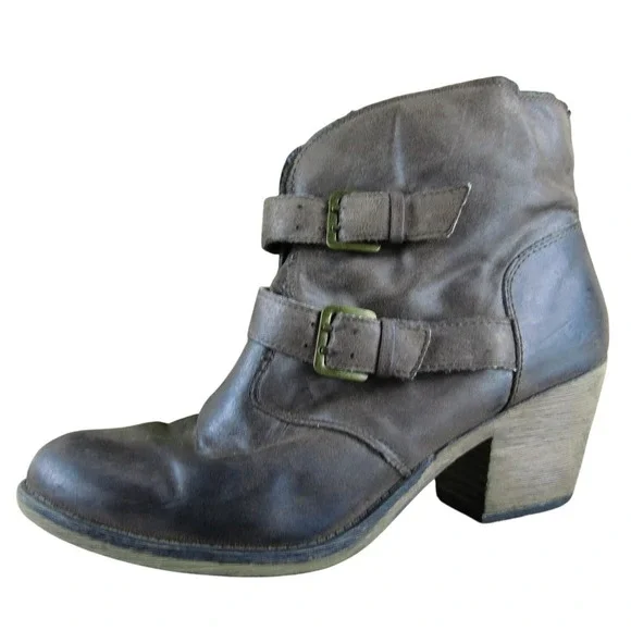 Rocket Dog Women's 9 Brown Faux Leather Ankle Boots Western‎ Style Buckle