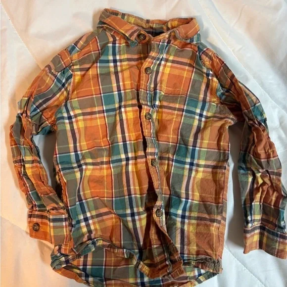 Carter's Orange and Blue Plaid Button Down Shirt size 24 months