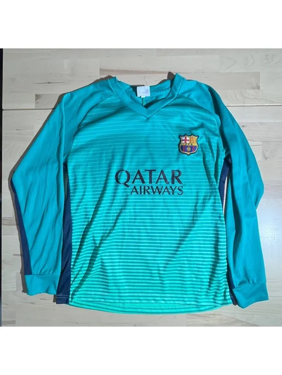 FC Barcelona Lionel Messi #10 Teal Long Sleeve Fan Jersey
