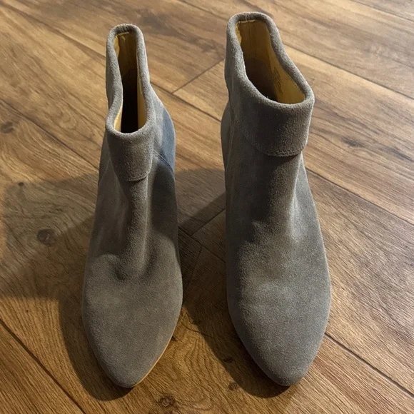 Lucky Brand Taupe Suede Pointed-Toe Ankle Booties