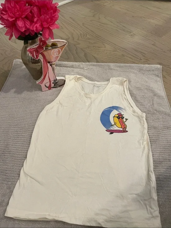 Old Navy Cream Sleeveless Tank Top with Subtle Logo