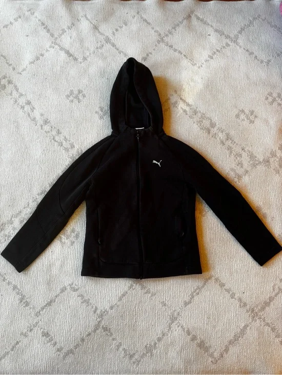 Puma Black Kids' Zip-Up Hooded Sweatshirt