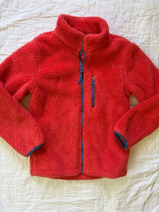 Mini Boden Red Sherpa Fleece Jacket