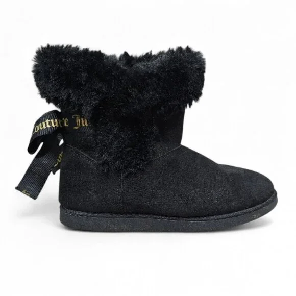 Juicy Couture King 2 Faux Suede Cozy Warn Slip On Black Winter Ankle Boots