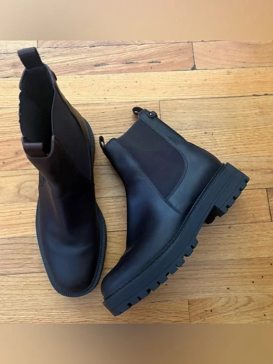 Sam Edelman Leather Chelsea Boots Brown Lug Sole Pull On Ankle Boot Size 9.5