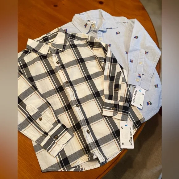 Carters NWT Bundle of (2) OshKosh Button Down  Long Sleeve Shirts - Sz 3T
