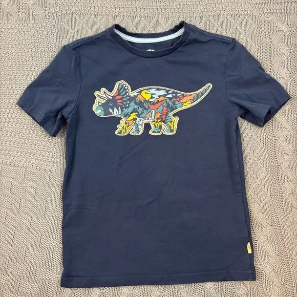 C & C California Kids Collection Blue Short Sleeve Tee with Dinosaur Graphic 7/8