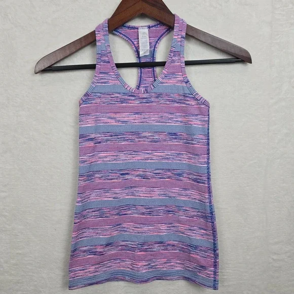 IVIVVA by Lululemon Cool Racer Back Tank Top Size 10  Multi-Color Stripe‎ Active