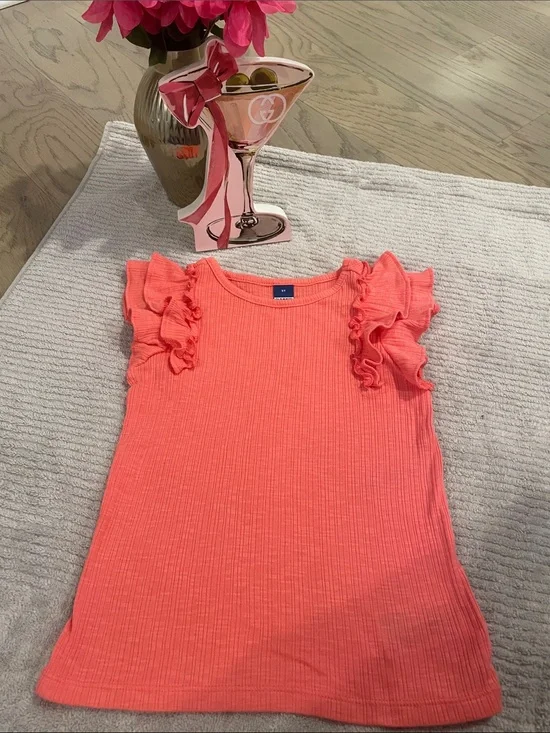 Old Navy Coral Ruffle Sleeve Ribbed Tank
