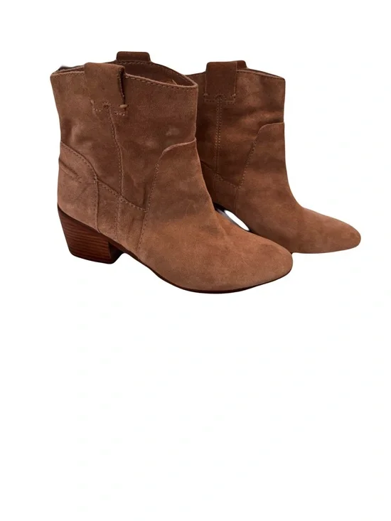 Vince  Camuto Women’s  8.5  Brown  Suede  Ankle  Boots  Stacked  Heel  Western