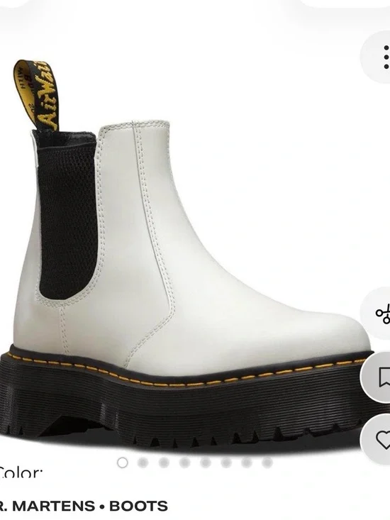 Dr. Martens White Chelsea Platform Boot with Black Sole