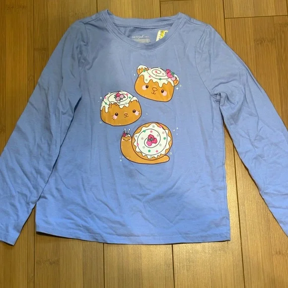 Cat &‎ Jack Light Blue Long Sleeve Tee with Donut Design