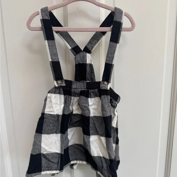 Carter's 2T Girls Black and White Checkered Plaid Overalls Dress
