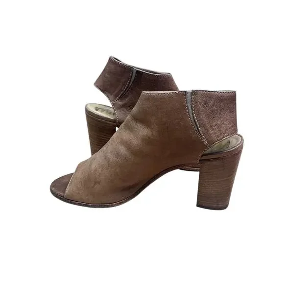 Mimosa Sandal Bootie Women's Size 8.5 Brown Leather Peep Toe 3.5
