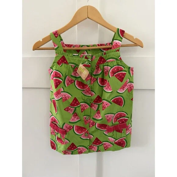 NEW With Tags Crazy 8 Girls Summer Watermelon Shirt Blouse Tank With Bows Sz 7-8