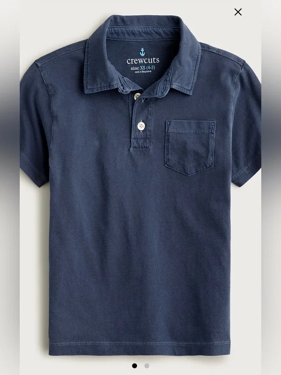 J.Crew -Kids’ New Short Sleeve Garment Dyed Polo Shirt- Admiralty Blue