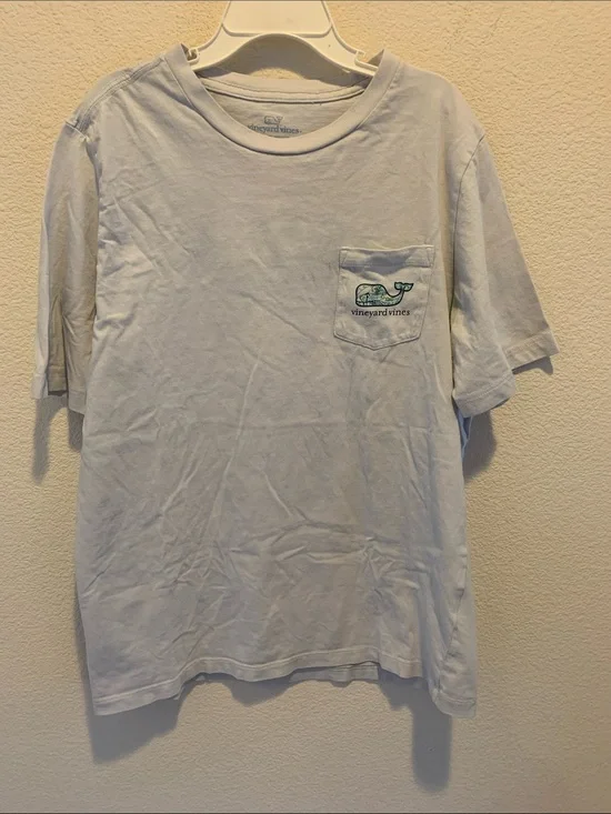 Vineyard Vines Light Blue Short-Sleeve Pocket Tee with Whale Logo​