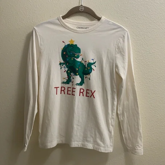 Crewcuts Factory Tree Rex Dinosaur Long Sleeved T-Shirt Size 10-11 Christmas