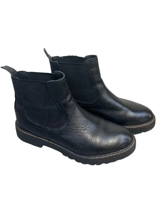 Caslon Miller Water Resistant Black Leather Chelsea Lug Boots Women's Sz 8.5