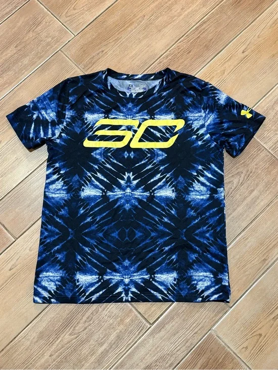 Under Armour Blue Tie-Dye Tee with Yellow SC Logo