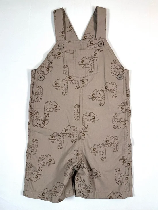 CARTER’S Boys Chameleon Shortalls Romper 24m Safari Animal Overalls Zoo Explorer