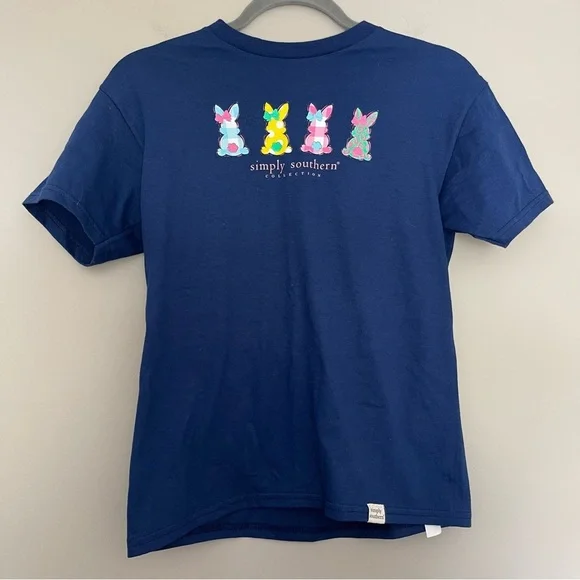 Simply Southern Navy Tee with Colorful Bunny Row