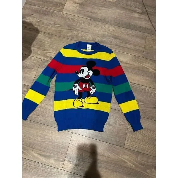 Disney Sweater Sweatshirt Kid Mickey Striped Knit