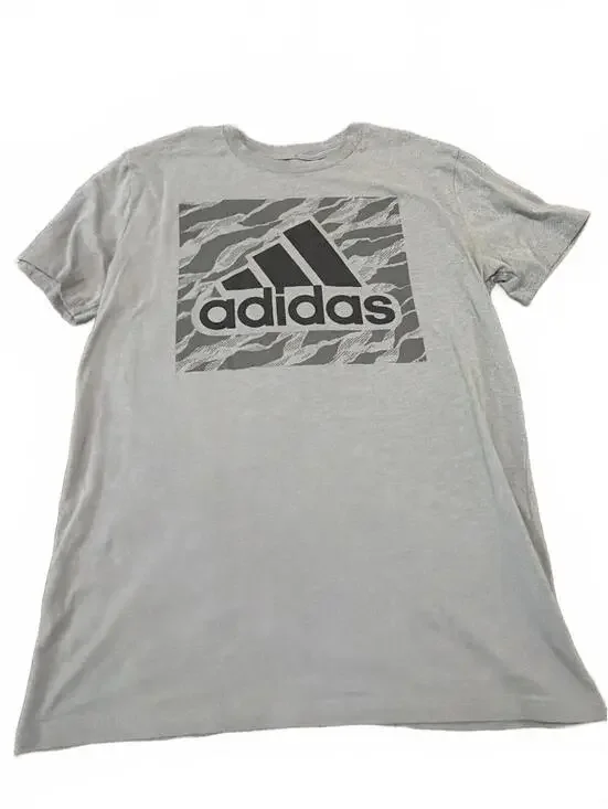 adidas Boys Gray Graphic Tee Large
