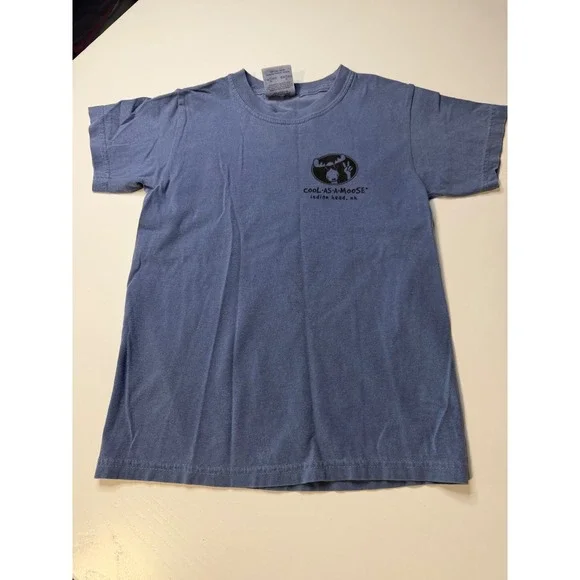 Comfort Colors Cool As A Moose Indian Head NH Blue Graphic T-Shirt Youth Small