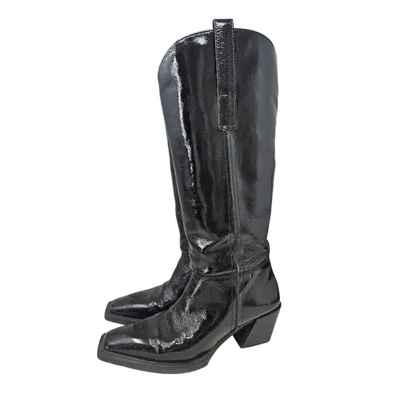 Vagabond 37 Patent Leather Alina Boot Tall Goth Whimsygoth Minimalist Western