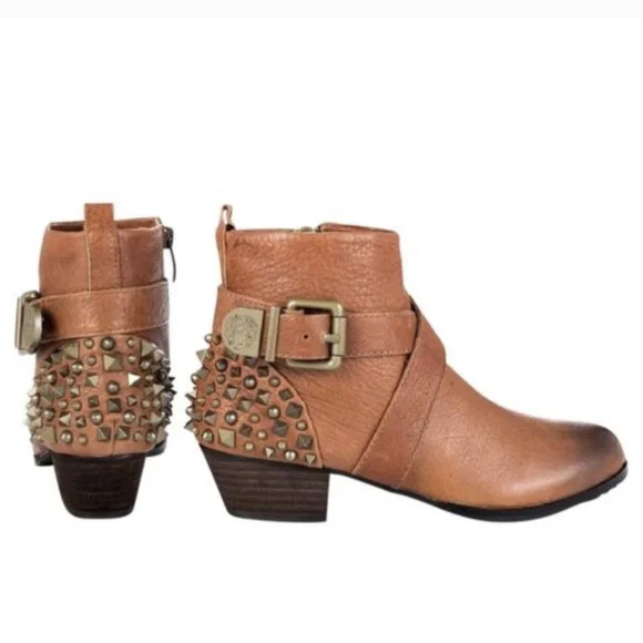 Vince Camuto Spike Studded Slouchy Booties 6.5 Ankle Boot Western Punk