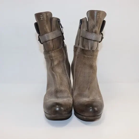 Henry Beguelin Italian Leather Ankle‎ Boots Taupe Distressed 37 (US6-6.5)
