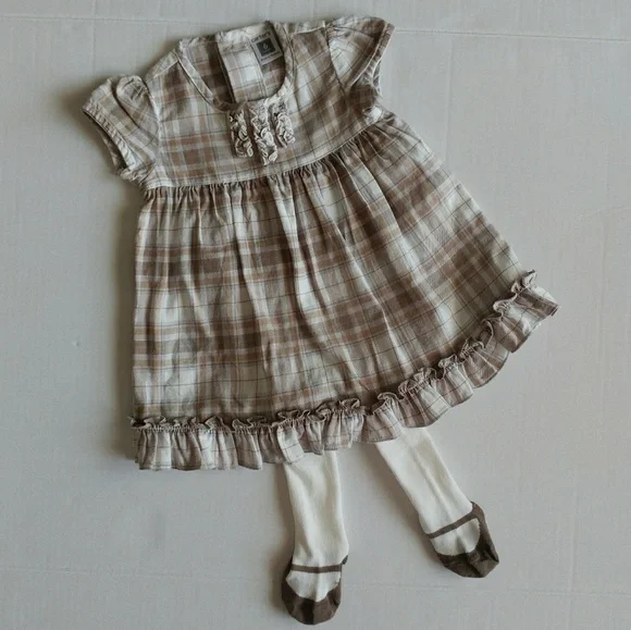 Carter's Plaid Dress & Tights 6M