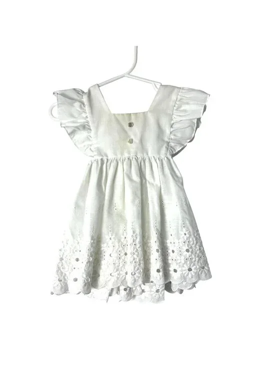 Vintage C.I. Castro & Co Toddler Eyelet Top White Tie Back Blouse 18M? Used Heir