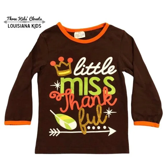 Boutique XS (2-3Y) Thanksgiving Tee Shirt Little Miss Thankful