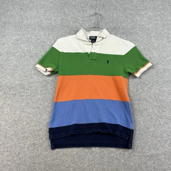 Polo Ralph‎ Lauren Shirt Youth Size S Boys Vintage Colorful Striped Short Sleeve