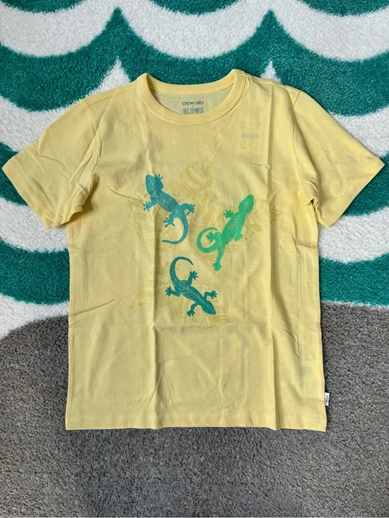 NWT J.Crew Factory Crewcuts Glow in the Sun Chameleon Tee (Yellow) Size M (8-9)