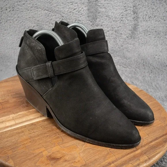 Eileen Fisher Ives Bootie Womens Size 10 Black Leather Ankle Boots Zip Up Shoes‎