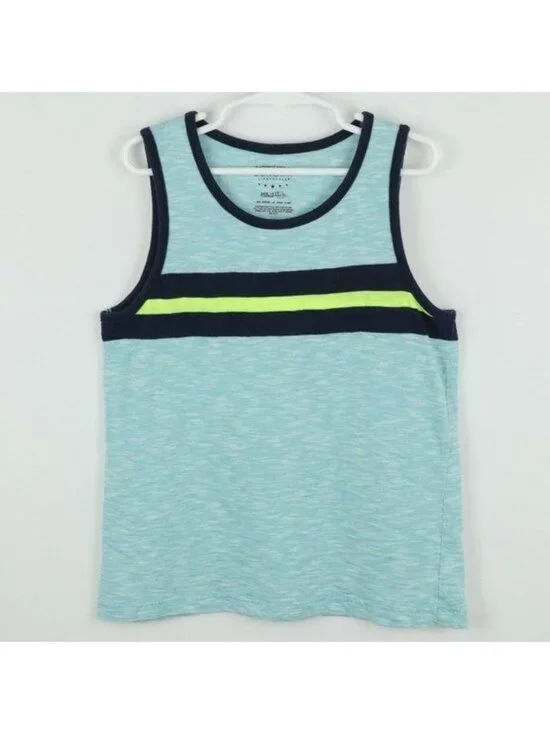 Sonoma Boys Size 7X Blue Green Striped Scoop Neck Tank Top