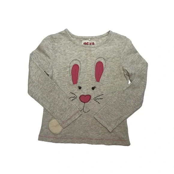 Next Kids Grey Long Sleeve Applique Bunny Face Fuzzy Tail‎ T Shirt Top 3-4 Years