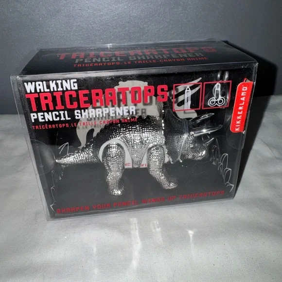 NIB dinosaur walking Triceratops pencil sharpener
