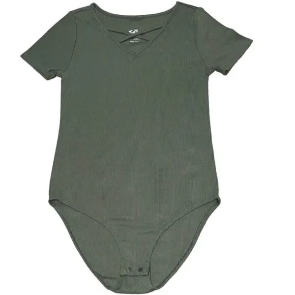 Justice V-Neck Ribbed Bodysuit