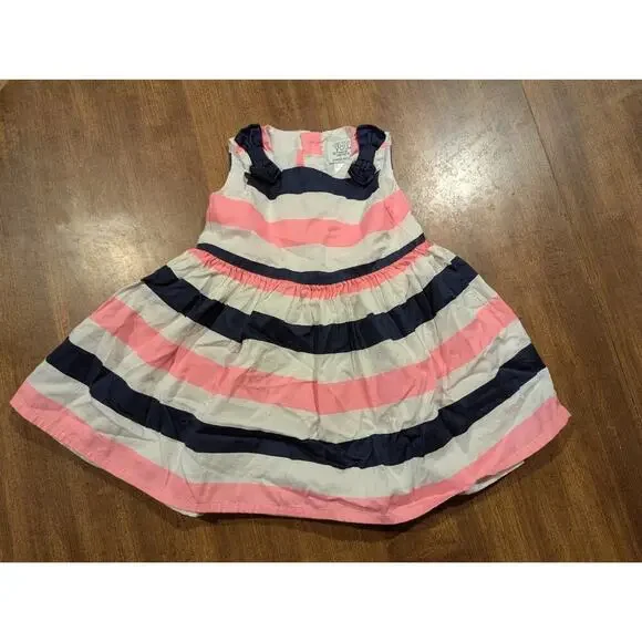 Carter’s‎ Baby Girl's Navy And White Striped Formal Dress, Size 9 months