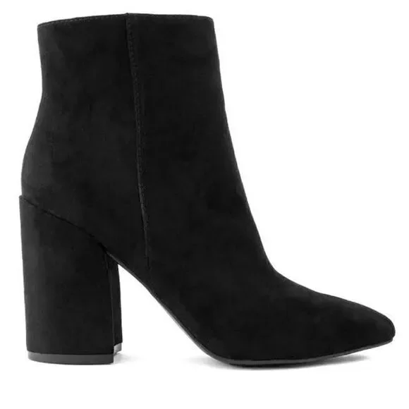 Sugar Women's Evvie Ankle Boot Black Faux Suede 9M New