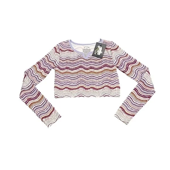 Girls Long Sleeves Notch Neck Seamless Tee Shirt - art class Medium Size 8 Print