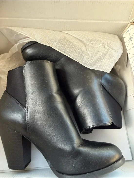 Call It Spring Black Block Heel Ankle Booties