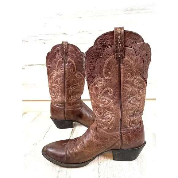 Ariat Womens 10 Brown Heritage R Toe Leather Western Cowgirl Boots