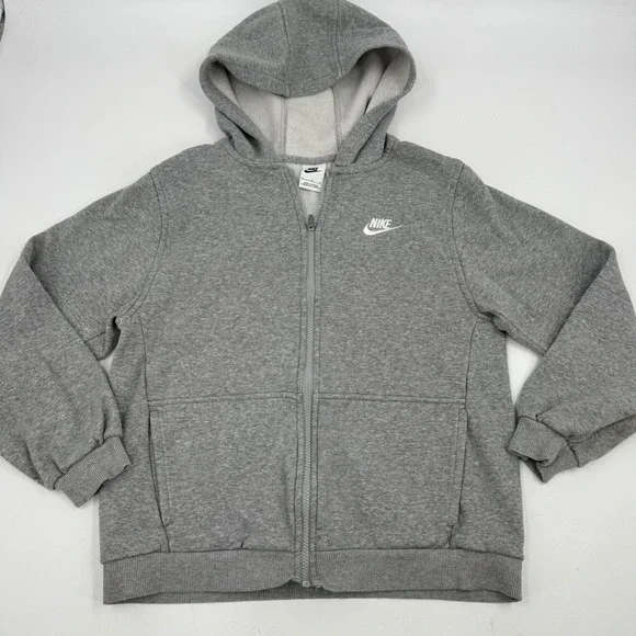 Nike Kids Gray Full Zip‎ Hoodie Sweatshirt XL Sportswear Jacket FD3004-063
